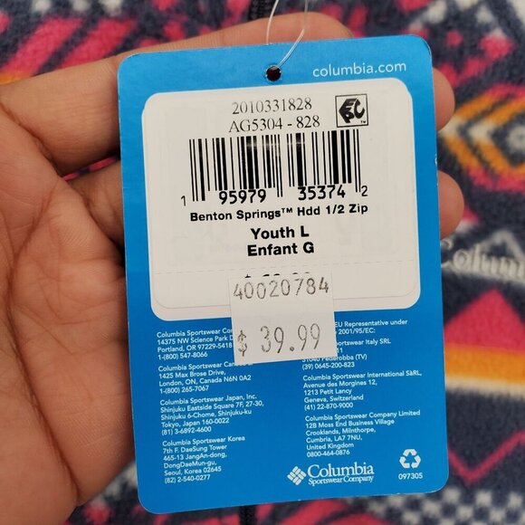 Columbia Benton Springs Long Sleeve Hoodie Girls Size Large NWT Half Zip Aztec - Picture 4 of 15